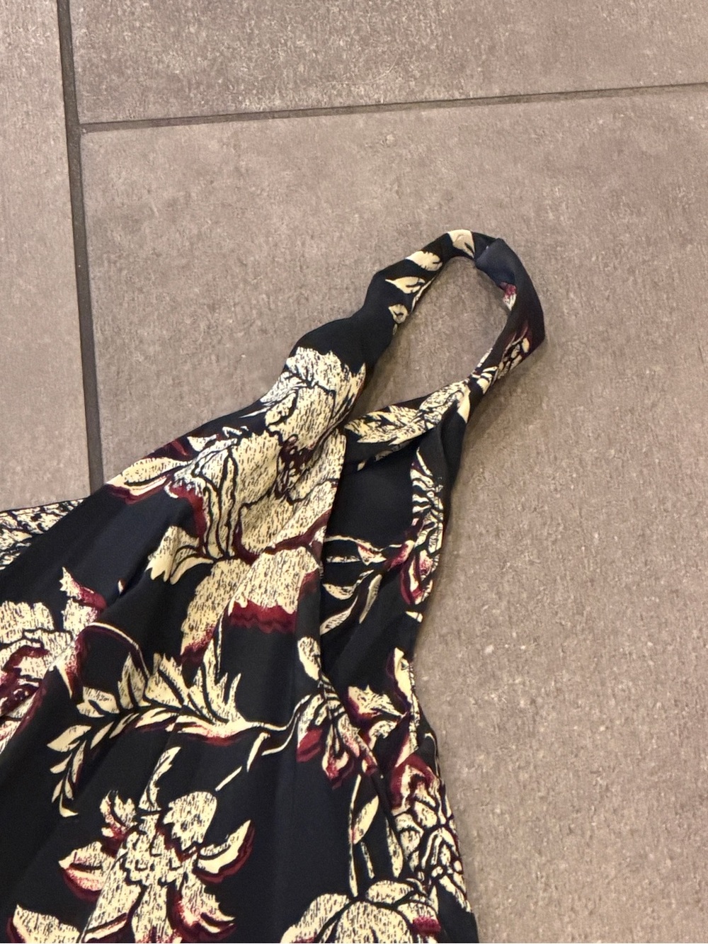 J. Crew Size 6 Black Floral Cowl Neck Camisole with Maroon, Tan Gold Accents - Picture 3 of 11